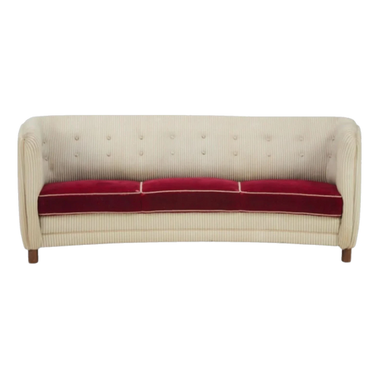 Ole Wanscher Model 1668 Curved Sofa for Fritz Hansen, Denmark, c. 1942