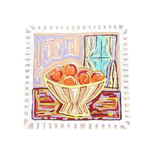 "Zest and Lavender" by Nikola – Framed Acrylic on Board with Anti-Glare Glass, 85 x 85 cm