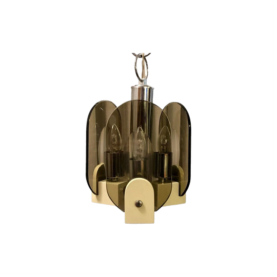 Mid Century Glass & Chrome Pendant Light