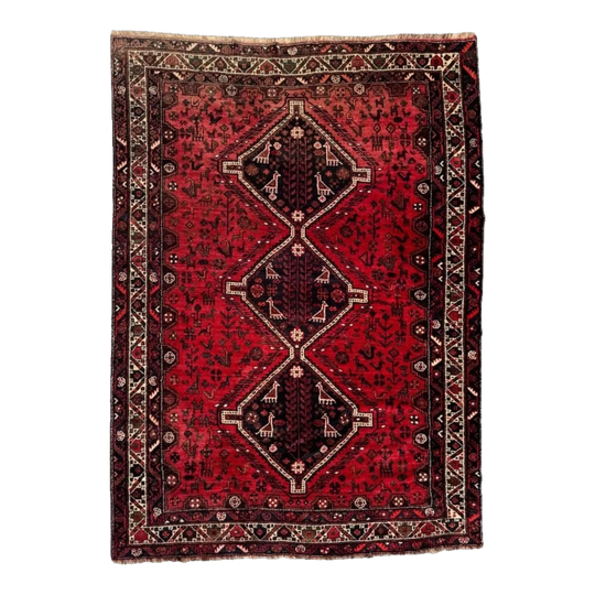 Vintage Shiraz Persian Rug – Hand-Knotted 100% Wool, 300 cm x 210 cm