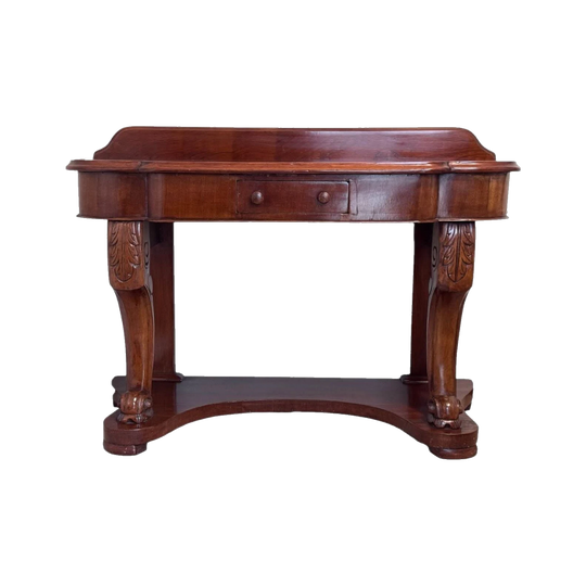Victorian Australian Cedar Hall or Lamp Table, c. 1880 – Single Drawer, Cabriole Legs, Lion’s Paw Feet