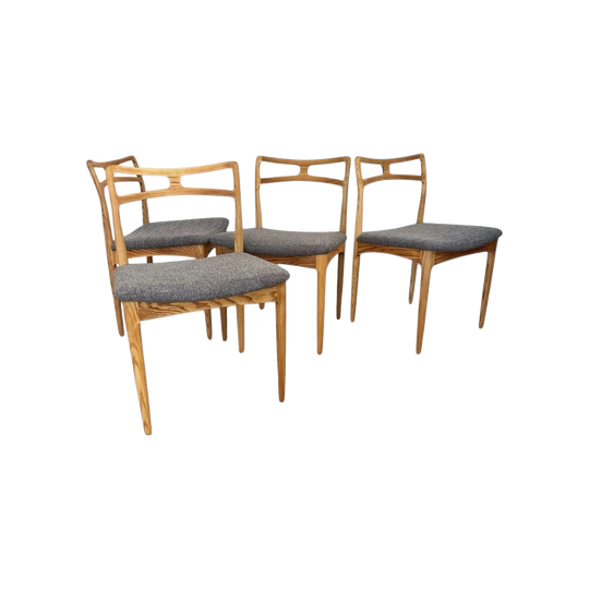 Set of Four American Oak Dining Chairs — Danish Design, Johannes Andersen Inspired