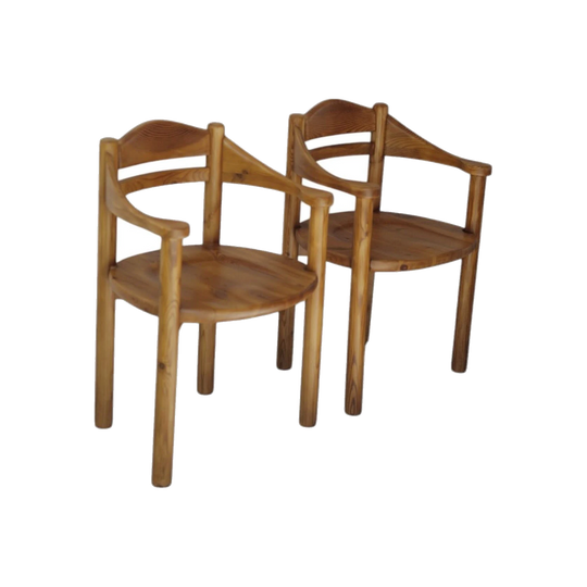 Pair of Rainer Daumiller Pine Armchairs, 1977, Hirtshals Sawmill, Danish Studio Craft, Organic Modernism