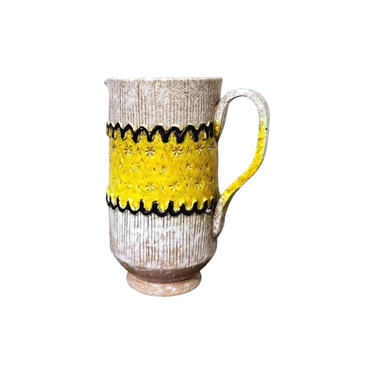 Bitossi Italian Ceramic Jug, Mid-Century, Yellow Glaze with Black Accents