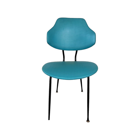 Namco Mid-Century Modern Chair, Teal Vinyl & Black Metal Frame, 1950s–60s