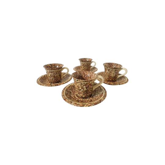 Pair of Antique French Aptware Cups and Saucers – Nougatine Swirl