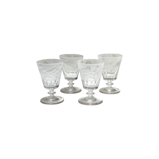 Set of Four 19th-Century Etched Glasses, England, c.1880