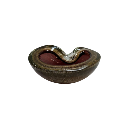 Murano Glass Bowl, Red and Gold, Italy, c.1970