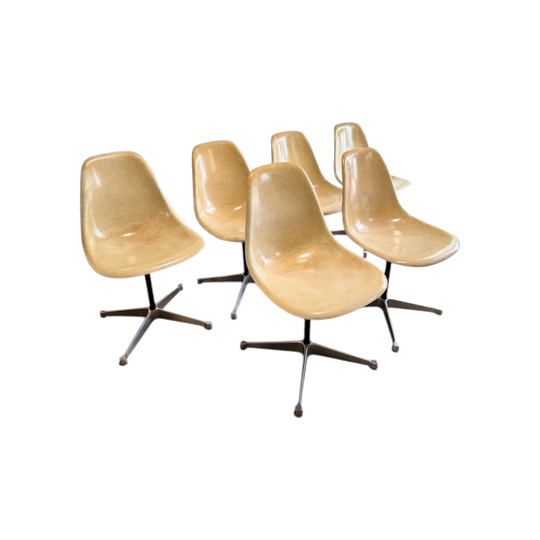 Set of 6 Original Eames PSC Swivel Side Chairs – Herman Miller (1960s–70s)
