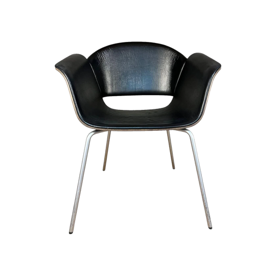 Rondo - Black leather with moulded wood - Bene