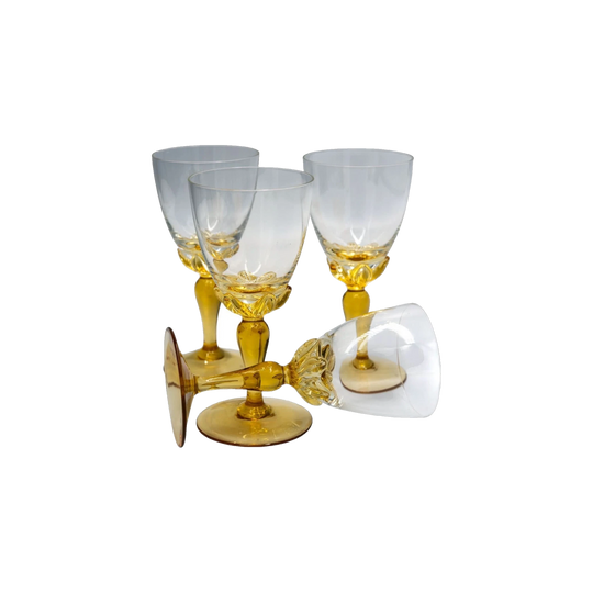 Vintage  Crystal Amber Stemmed Sherry/Liqueur Glasses