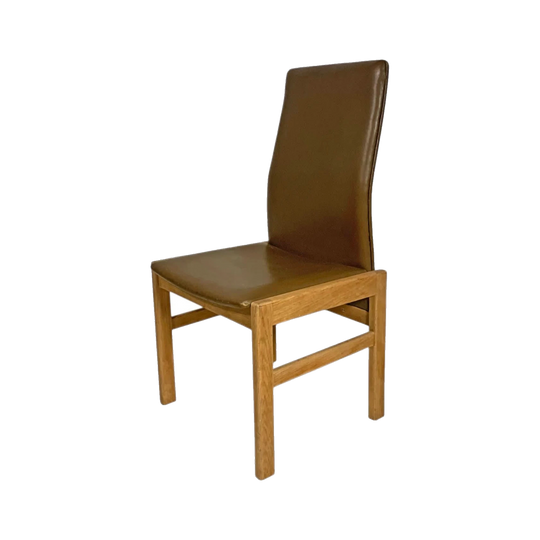 Danish Oak and Leather High-Back Chair