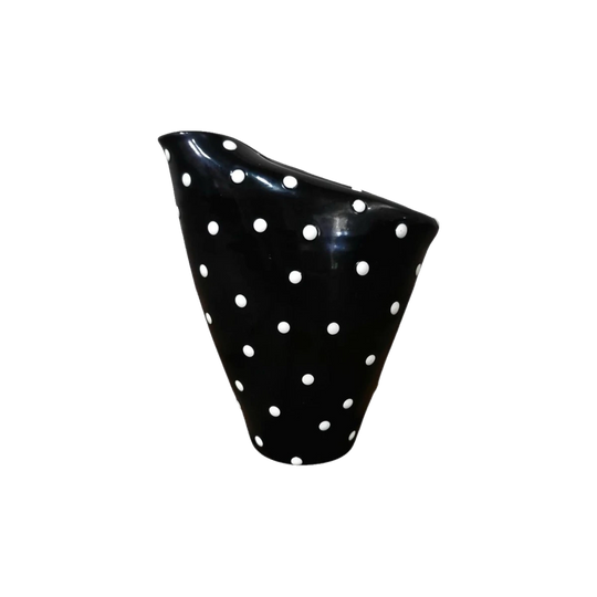 Alvino Bagni Pinched Vase, Italy, 1950s – Black Glaze with White Polka Dots, Model 976