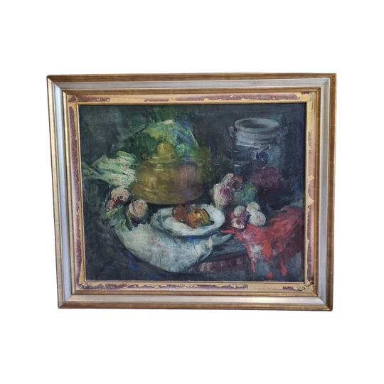 Victor Simonin (Belgium, 1877–1946) Large Impressionist Still Life, Oil on Canvas