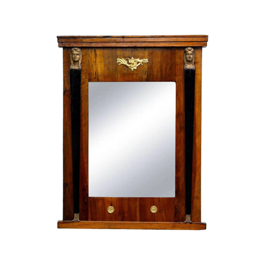 French First Empire Walnut Mirror with Ormolu Mounts, c. 1800