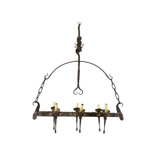 Vintage French Forged Iron Chandelier
