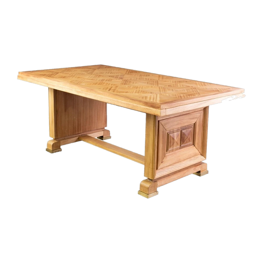 Art Deco Bleached Mahogany Dining Table / Desk in the Manner of Gaston Poisson, French, c. 1940s