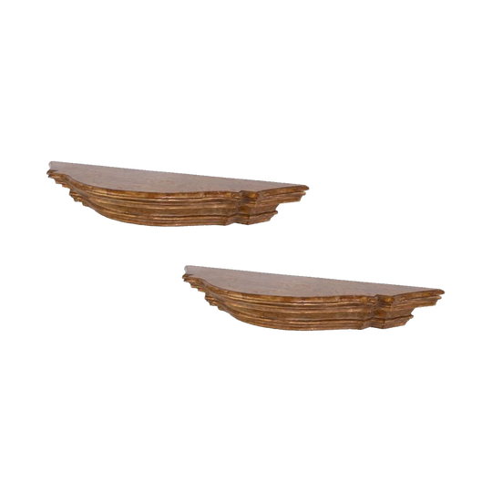 Pair of Italian Wall Consoles in Faux Breche d'Alep Marble with Double-Moulded Gilt Edge, Mid-20th Century