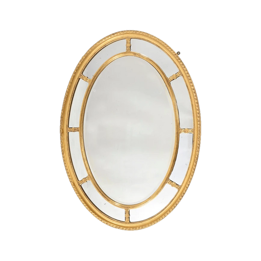 19th Century George III Style Paraclose Oval Giltwood Mirror, English