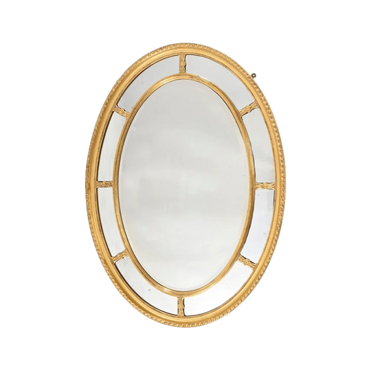 19th Century George III Style Paraclose Oval Giltwood Mirror, English