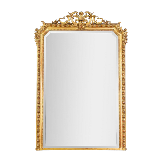 A Large Louis XVI Style Gilt Overmantel Mirror
