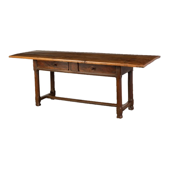 French Late 18th Century Walnut and Fruitwood Console Table with Two Sliding Drawers