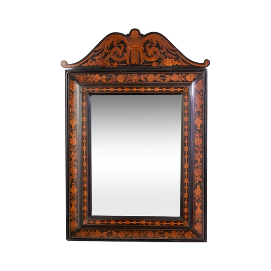 A 19th Century Dutch Marquetry Cushion Mirror