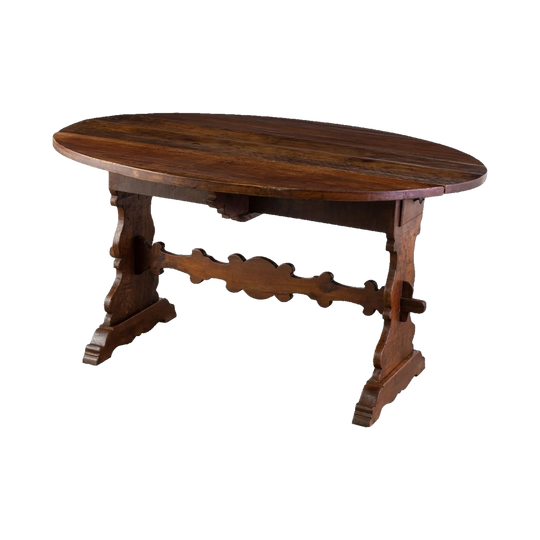 Italian Provincial Walnut Folding Table with Two-Section Hinged Top and Two Drawers — Mid- to Late 20th Century, Constructed from 18th-Century Timbers