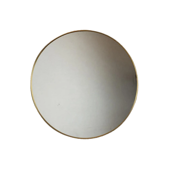 Vintage Brass-Framed Circular Wall Mirror, Italy, Mid-20th Century
