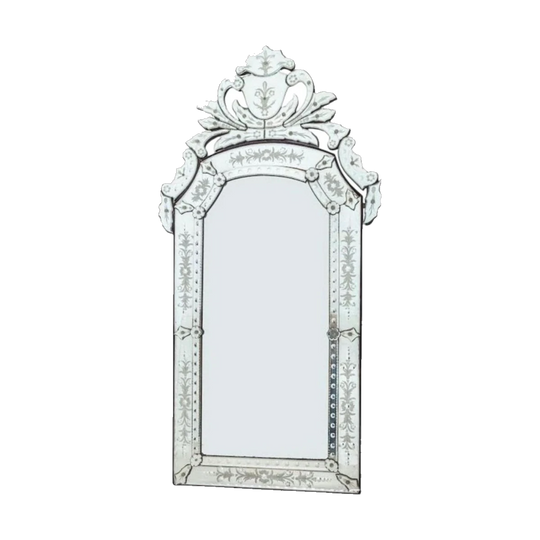 Large Early 20th Century Venetian Etched and Cut-Glass Mirror