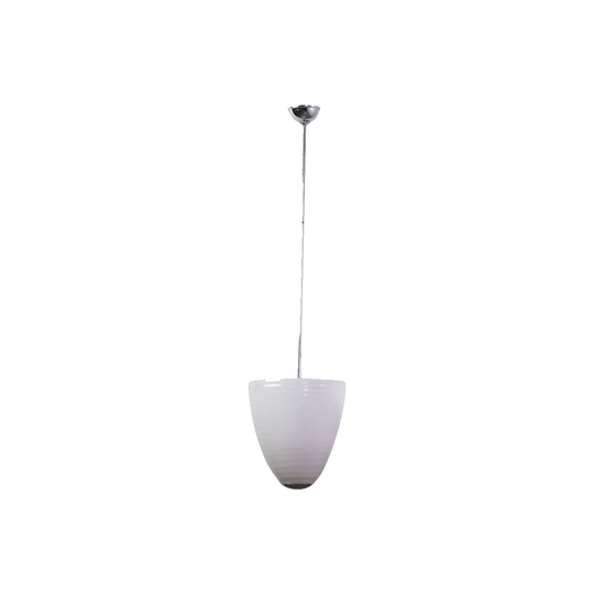 Vintage Murano Glass Pendant Light with Chrome Stem, Italian, circa 1970s, Fully Restored