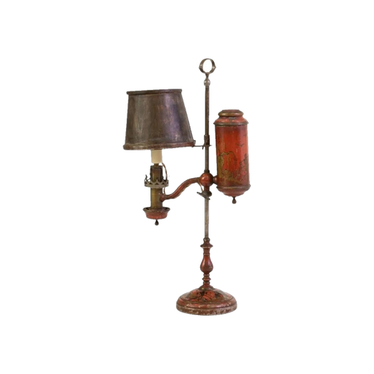 French Red Chinoiserie Tole Table Lamp, Second Half 19th Century