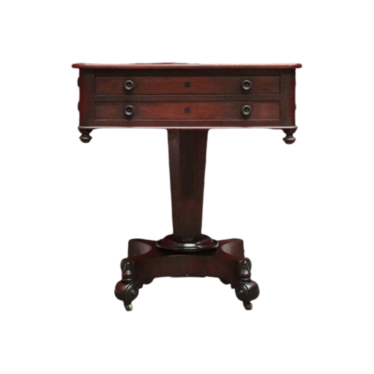 Antique English Mahogany Jewellery or Coin Cabinet Table, Side or Lamp Table, Games or Card Table, c.1850