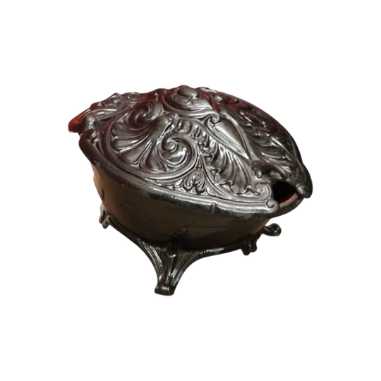 Antique French Art Nouveau Enamelled Cast Iron Coal Scuttle, Magazine Rack or Kindling Box, c.1920