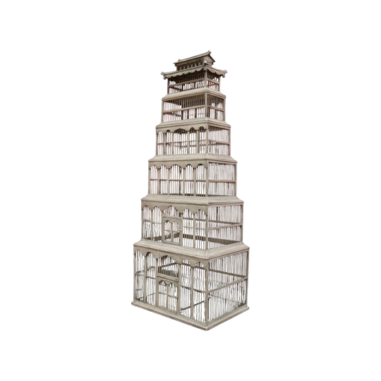 Seven-Tier Two-Door Vintage Oriental-Style Bird Cage, Dismantles for Moving
