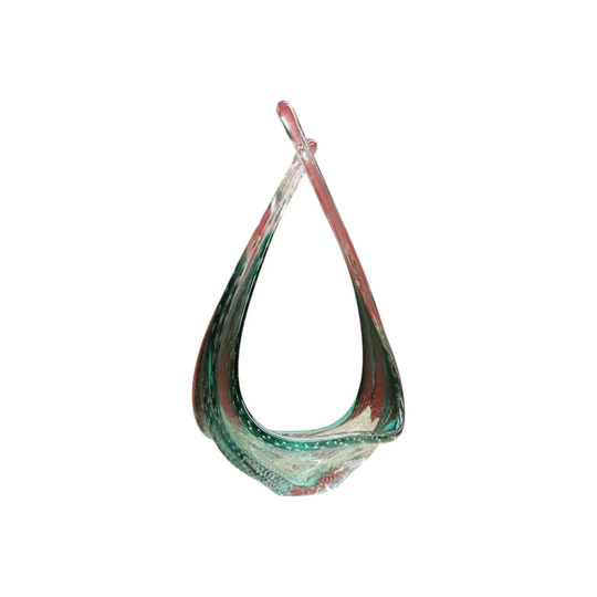 Mid-Century Belgian Art Glass Bubble Vase or Bowl, Green-to-Clear Gradient, Antwerp