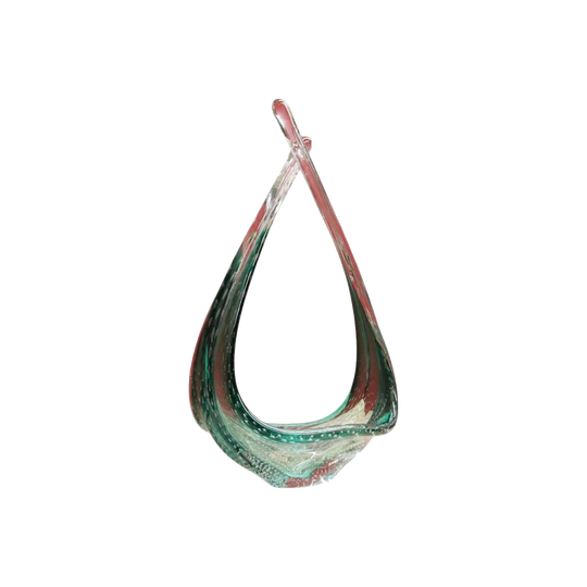 Mid-Century Belgian Art Glass Bubble Vase or Bowl, Green-to-Clear Gradient, Antwerp