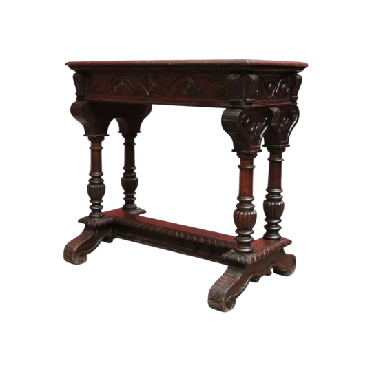 Antique French Oak Jardinière Plant Stand with Stretcher Base, c.1870