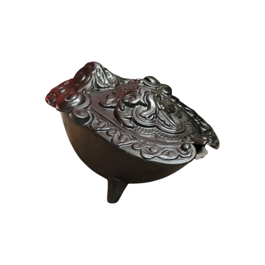 Antique French Cast Iron and Enamel Coal Scuttle, c. 1880 – Magazine Holder or Kindling Box