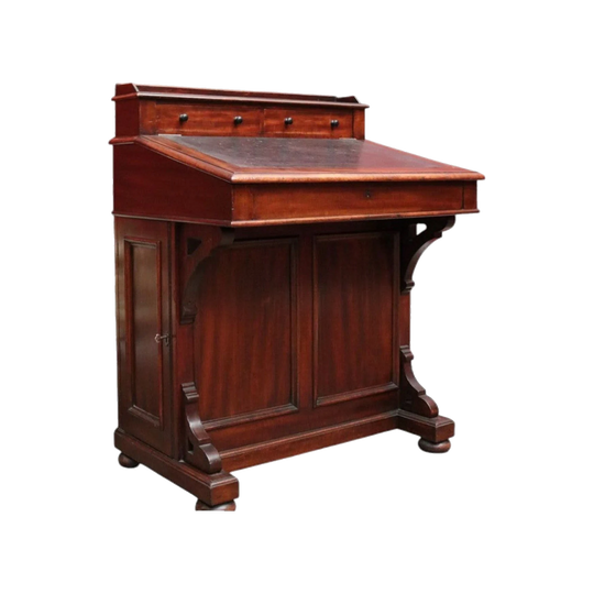 Antique Mahogany Davenport Desk with Black Leather Writing Slope, England, c.1860
