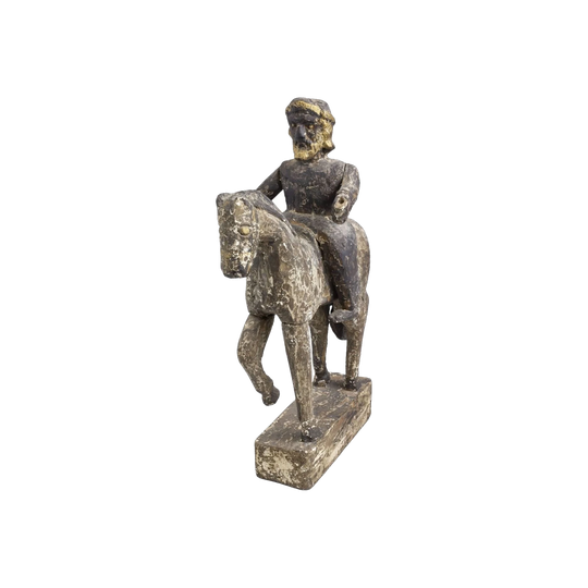 17th Century South American Hand-Carved Santos Figure on Horseback