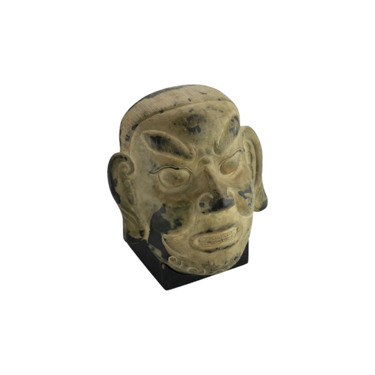 Decorative Bronze Chinese Hero Mask with Stand