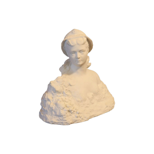French biscuit porcelain bust Tourangelle by French sculptor Georges Delperier