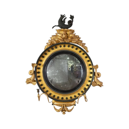 Regency Giltwood Convex Girandole Mirror, English, circa 1820