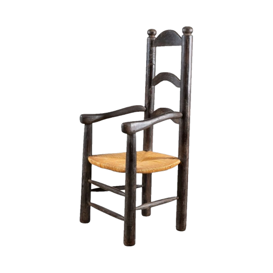 1950s French Ebonised Dudouyt-Style Armchair