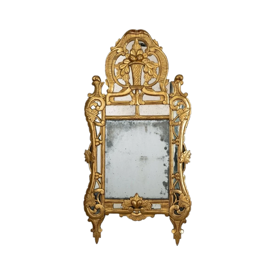 French Louis XV Provençal Giltwood Mirror with Original Silvered Mercury Plates, Second Half of the 18th Century