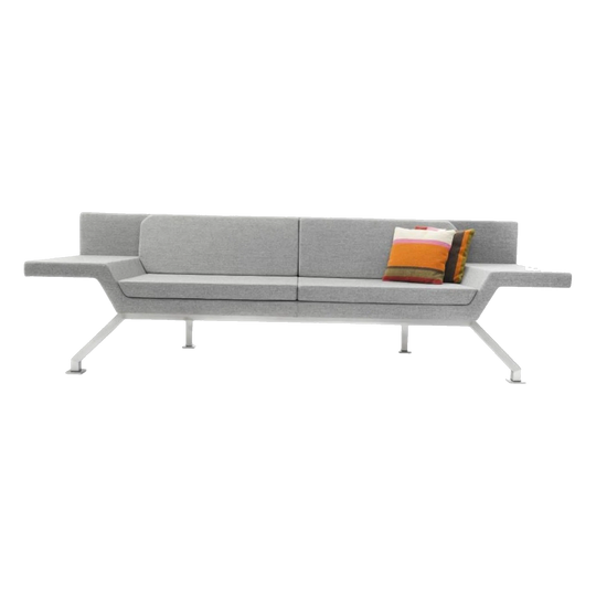 Demuz Design Lunar One-of-a-Kind Sofa (2004 Design, 2006 Build) with 45 mm Plywood Frame, Stainless Steel Feet, Wool-Blend Upholstery, Feather Cushions