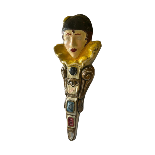 1930s French Pierrot Carnival Clown Fibreglass Wall Sculpture, Hand Painted, Art Deco Style
