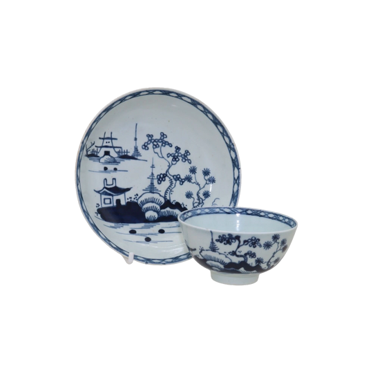 Liverpool porcelain hand painted tea bowl and saucer