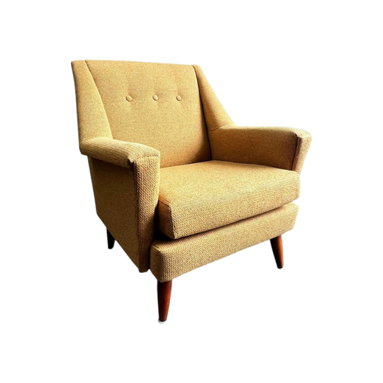 Mid-Century Armchair, Newly Upholstered in Mustard – Australia